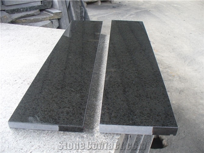 High Polished G684 Black Basalt Steps,Black on Black Chinese Basalt Stair Treads