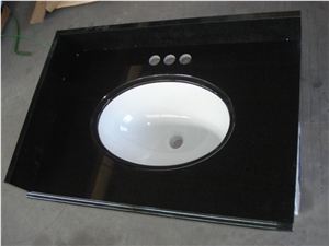 Shanxi Black Granite Bathroom Countertops, China Absolute Bathroom Vanity Tops, Absolute Black Granite Vanities