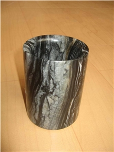 Black Wooden Vein Marble Pen Pot,Pen Holders