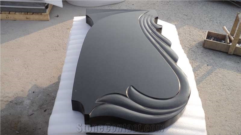 Shanxi Black Granite Western Style Monuments High Quality,China Absolutely Black Granite Tombstone
