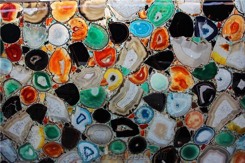 Natural Mixed Color Agate Mosaic Slab for Home and Hotel Decoration
