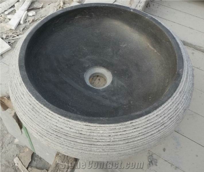 China Black Limestone Wash Basins