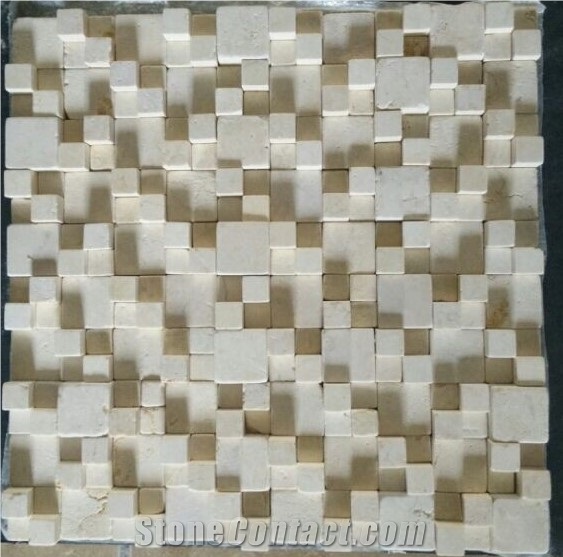 Blm-001, Royal Cream Marble Beige Limestone Mosaic