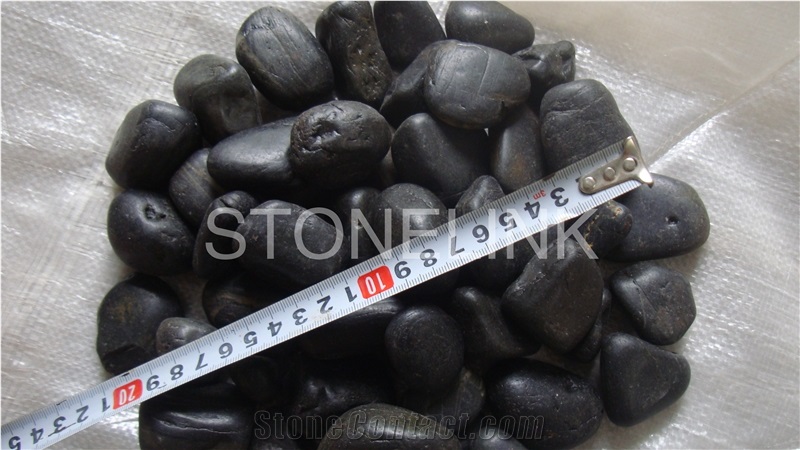 Black Polished Chinese Pebble Stone, Black Granite Pebble & Gravel