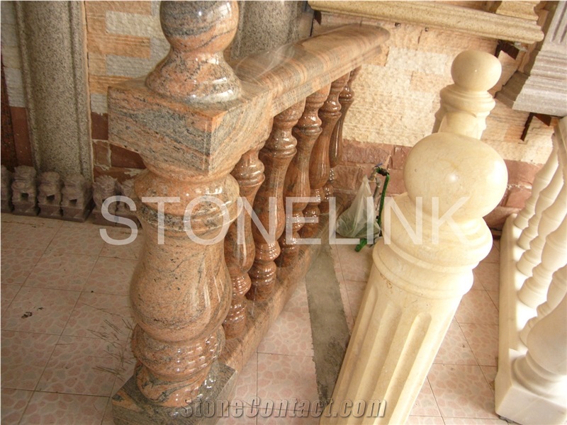 Slbt-007, Juparana India Granite Balustrade, Multicolor Balustrade, Granite Balustrade & Railing