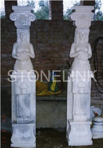 Slcl-013, Snow White Marble Column, Roman Column, Marble Pillar
