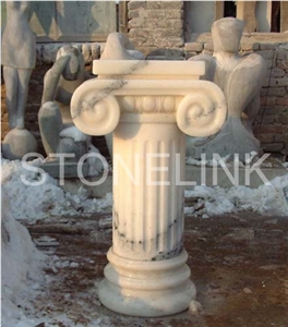 Slcl-016 , White Pillar, Marble Column, Baoxing Grey Flower White Marble Column