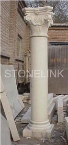 Slcl-019.China Beige Sandstone Column, Beige Pillar, Roman Column
