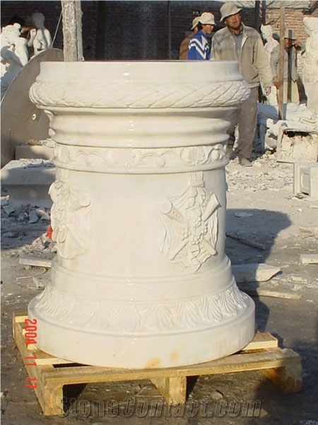 Slcl-026, White Marble Column Base, Roman Column, Carving Column