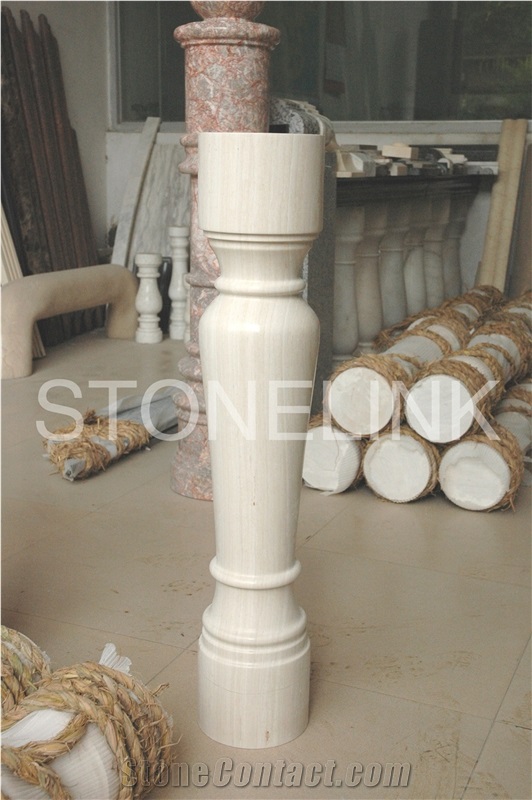 Slcu-001, White Wooden Marble Balustrade, White Marble Stone Balustrade, Marble Balustrade & Railings
