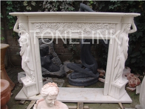 Slfi-003, Stone Fireplace, White Marble Fireplace Mantel, White Color Indoor Decoration