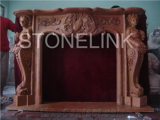 Slfi-005, Wood Burning Fireplace, Marble Fireplace Mantel, Brown Color Indoor Decoration