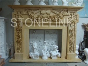 Slfi-006- Stone Fireplace -Marble Fireplace Mantel-Beige Color-Indoor Decoration
