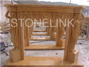 Slfi-008, Stone Fireplace, Marble Fireplace Mantel, Yellow Color Indoor Decoration