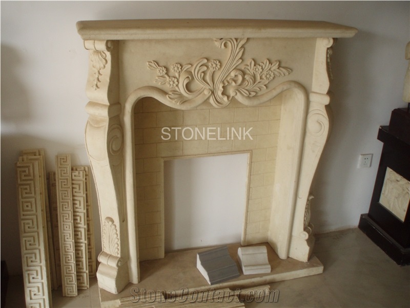 Slfi-009, Stone Fireplace, Sandstone Fireplace Mantel, Beige Color Indoor Decoration