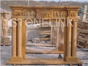 Slfi-010, Stone Fireplace, Marble Fireplace Mantel, Yellow Color Indoor Decoration
