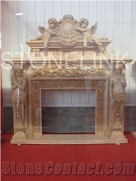 Slfi-013, Stone Fireplace, Marble Fireplace Mantel, Beige Color Indoor Decoration
