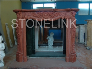 Slfi-014- Stone Fireplace -Marble Fireplace Mantel-Brown Color-Indoor Decoration