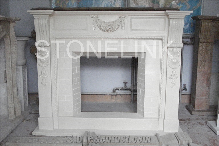 Slfi-016, Stone Fireplace, Marble Fireplace Mantel, White Color Indoor Decoration