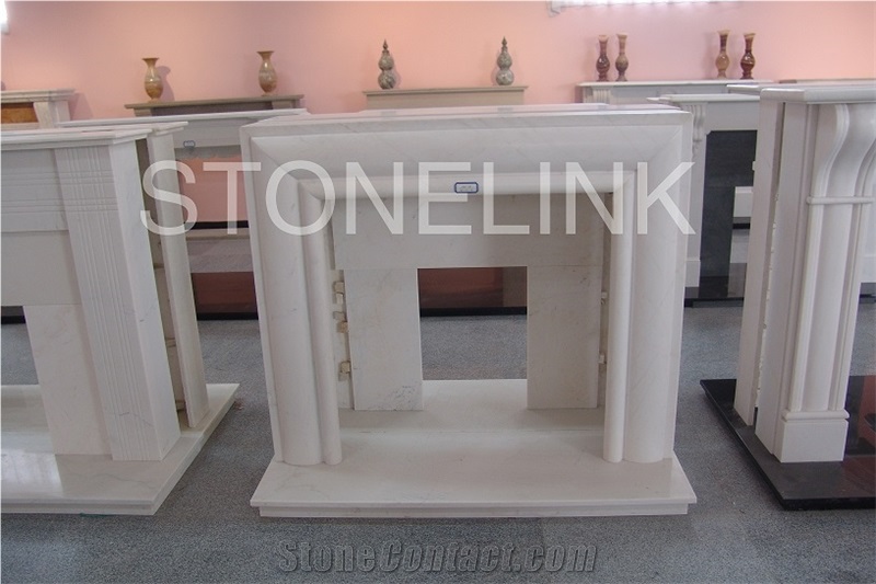 Slfi-017, Stone Fireplace, Marble Fireplace Mantel, White Color Indoor Decoration