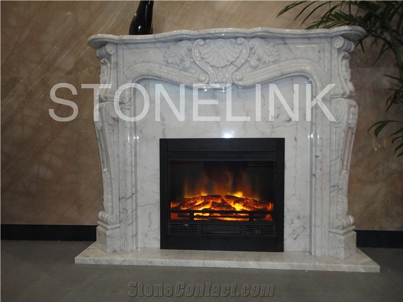 Slfi-018- Stone Fireplace -Marble Fireplace Mantel-White Color-Indoor Decoration