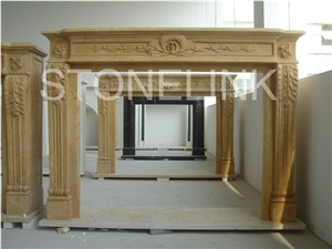Slfi-021, Stone Fireplace, Marble Fireplace Mantel, Yellow Color Indoor Decoration