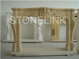 Slfi-024, Stone Fireplace, Marble Fireplace Mantel, Yellow Color Indoor Decoration