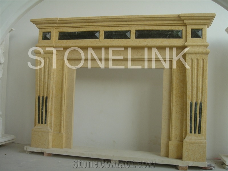 Slfi-025, Stone Fireplace, Marble Fireplace Mantel, Yellow Color Indoor Decoration