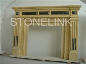 Slfi-025, Stone Fireplace, Marble Fireplace Mantel, Yellow Color Indoor Decoration