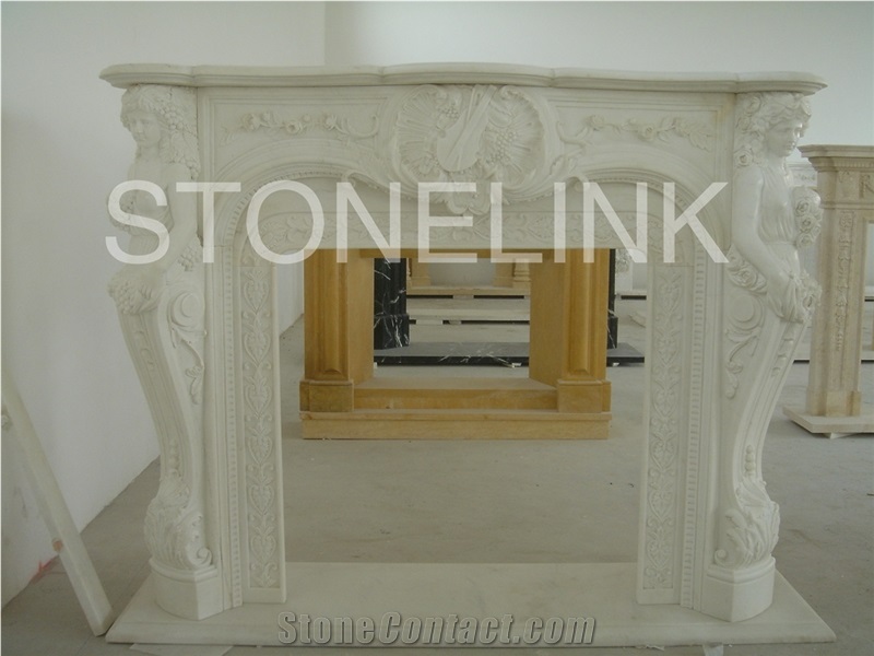 Slfi-027, Wood Burning Fireplace, Marble Fireplace Mantel, White Color Indoor Decoration