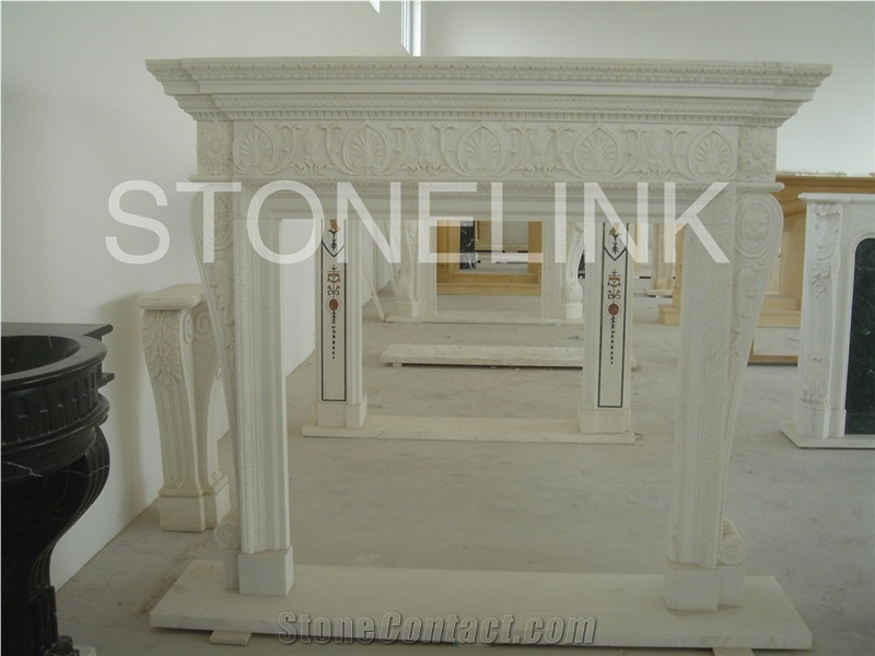 Slfi-028, Stone Fireplace, Marble Fireplace Mantel, White Color Indoor Decoration