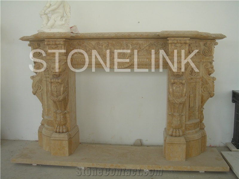 Slfi-029, Stone Fireplace, Marble Fireplace Mantel, Yellow Color Indoor Decoration