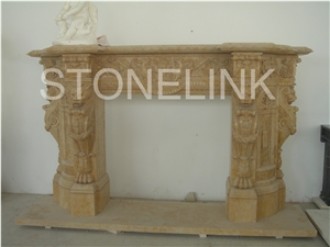 Slfi-029, Stone Fireplace, Marble Fireplace Mantel, Yellow Color Indoor Decoration