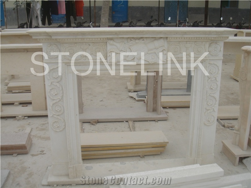 Slfi-031, Stone Fireplace, Marble Fireplace Mantel, White Color Indoor Decoration