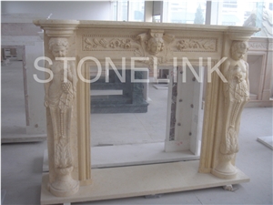 Slfi-032, Stone Fireplace, Marble Fireplace Mantel, Beige Color Indoor Decoration