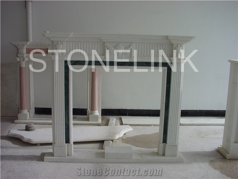 Slfi-034, Stone Fireplace, Marble Fireplace Mantel, White Color Indoor Decoration
