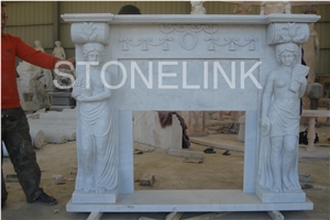 Slfi-036, Stone Fireplace, Marble Fireplace Mantel, White Color Indoor Decoration