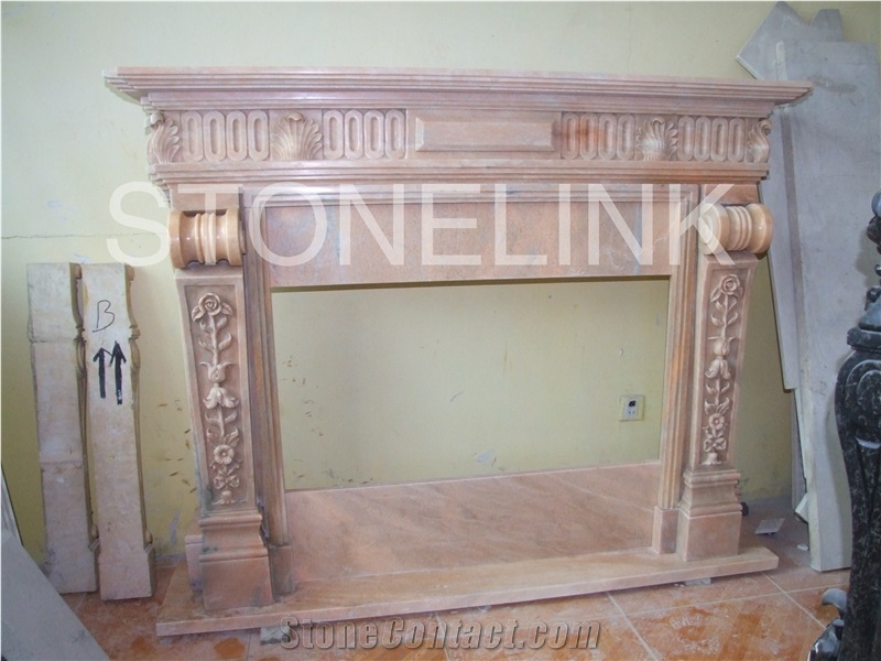 Slfi-039- Stone Fireplace -Marble Fireplace Mantel-Beige Color-Indoor Decoration
