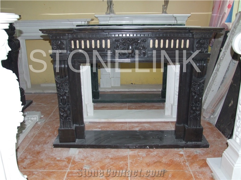 Slfi-040- Stone Fireplace -Marble Fireplace Mantel-Black Color-Indoor Decoration