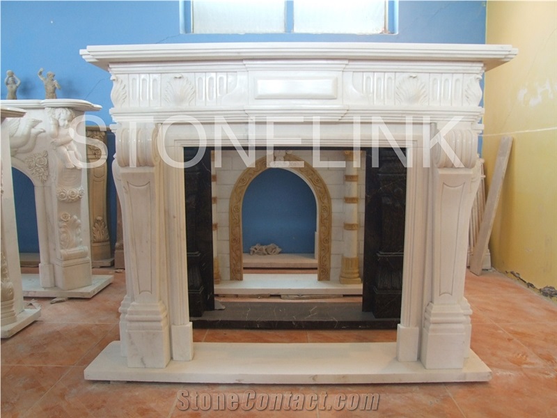 Slfi-041, Stone Fireplace, Marble Fireplace Mantel, White Color Indoor Decoration
