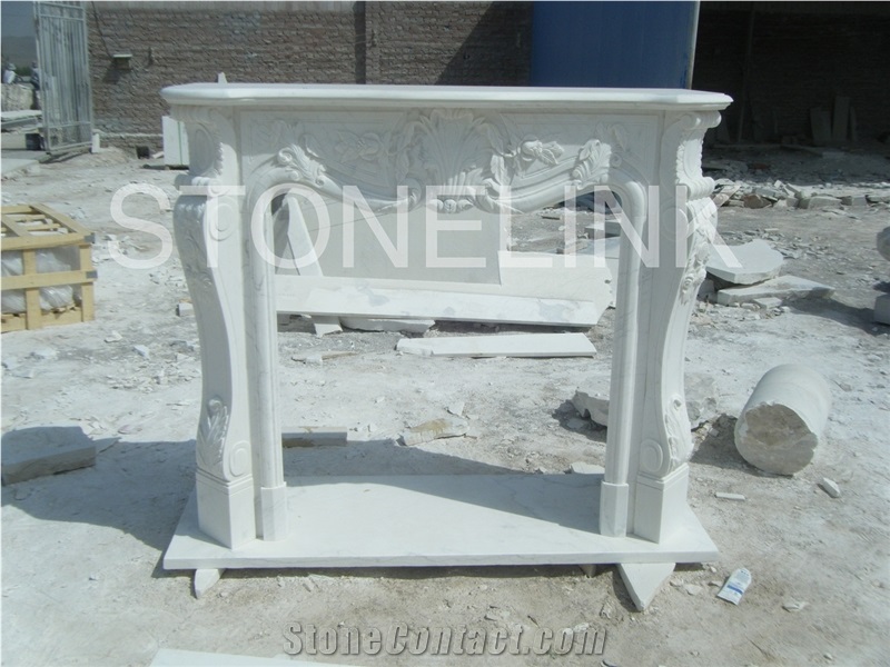 Slfi-042, Stone Fireplace, Marble Fireplace Mantel, White Color Indoor Decoration