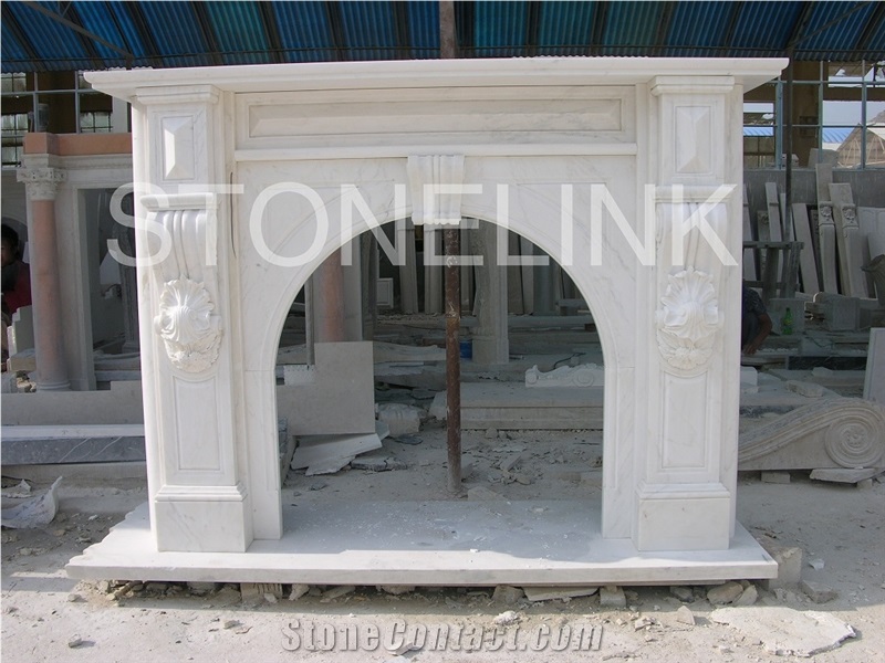 Slfi-043, Stone Fireplace, Marble Fireplace Mantel, White Color Indoor Decoration