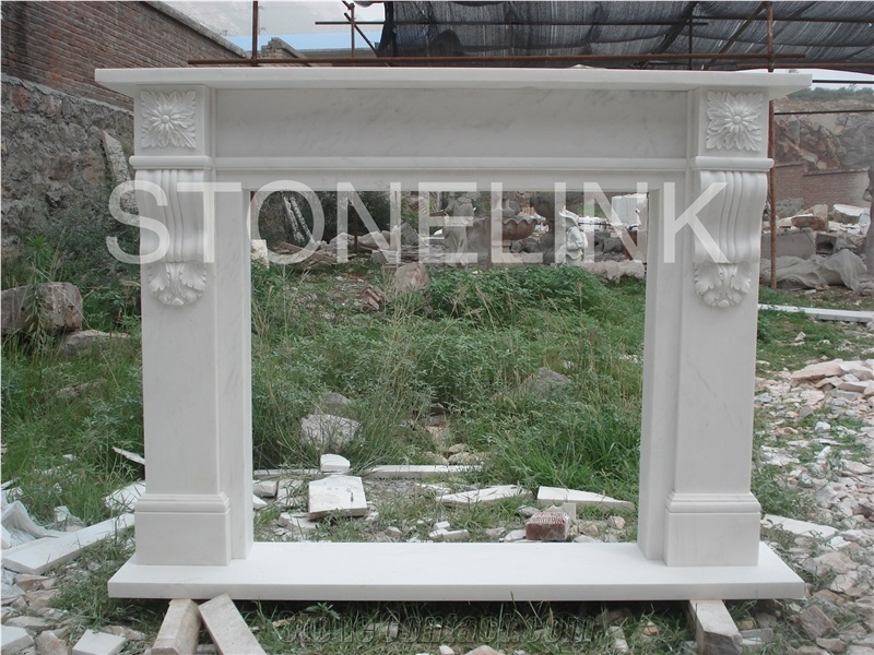 Slfi 044 Stone Fireplace Marble Fireplace Mantel White Color