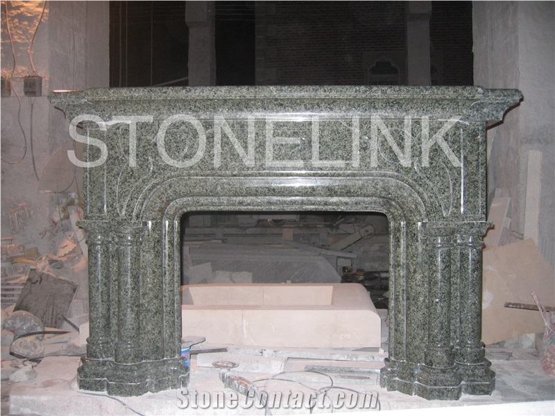 Slfi-050, Stone Fireplace, Granite Fireplace Mantel, Green Granite Indoor Decoration