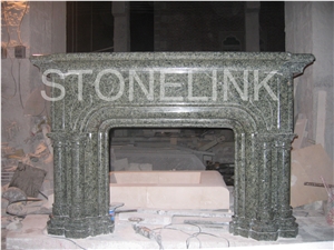 Slfi-050, Stone Fireplace, Granite Fireplace Mantel, Green Granite Indoor Decoration