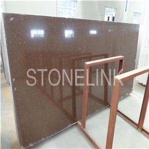 Slqu-004,Artificial Quartz Stone Slabs & Tiles,Solid Surface,Coffee Engineered Quartz Stone Floor Tile,Wall Tile