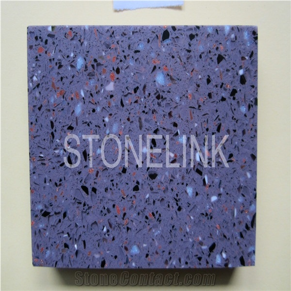 Slqu-034,Crystal Purple Cambria Quartz Slabs & Tiles,Artificial Quartz Stone Wall Cladding Tiles