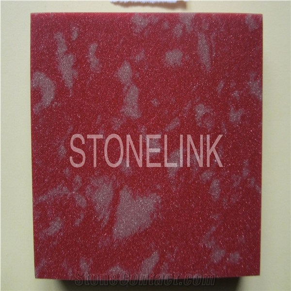 Slqu-039,Fortune Red Solid Surface,Cambria Quartz Stone Tiles,Slabs