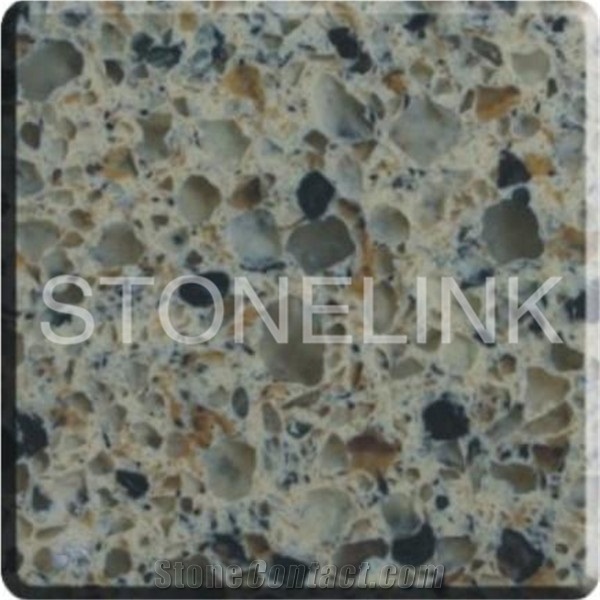 Slqu-043,Golden Flower Artificial Quartz Stone Slabs & Tiles,Solid Surface Quartz Floor Tile and Wall Tile