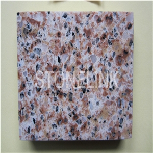 Slqu-044,Peach Pink Quartz Stone Slabs & Tiles,Artificial Quartz Stone Tile,Stair,Slab